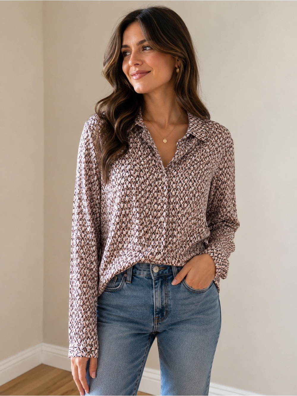⭐️3/$20 Adrianna Papell Geometric Button-Down Top